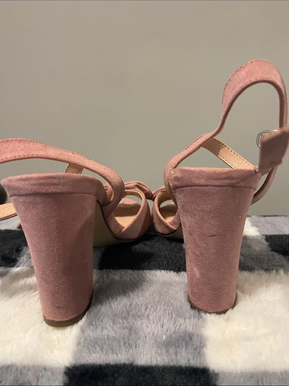 Madden Girl Dusty Rose Suede Knot Block Heel Sandals - Picture 5 of 5